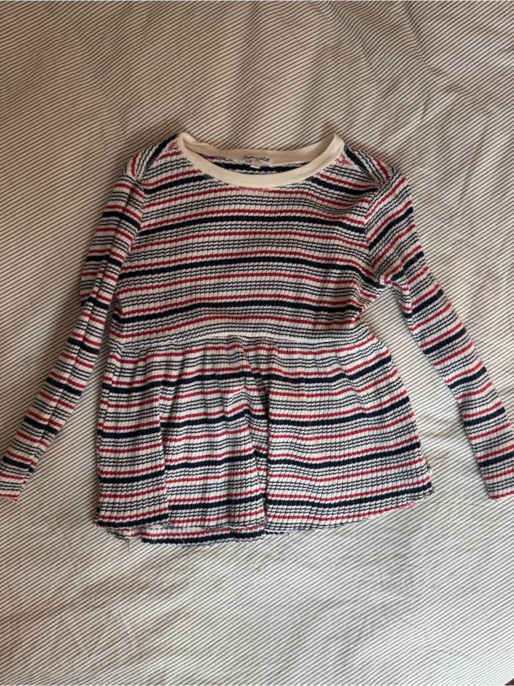 Splendid Striped Long-Sleeve Knit Top in Red, Navy & White - Kids